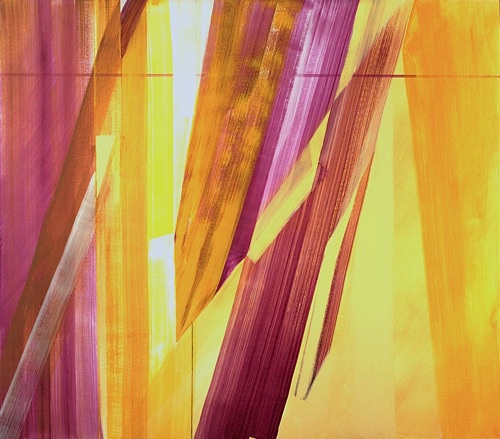 Yellow & Violet Configuration, 48" x 52", oil on canvas, 1983.